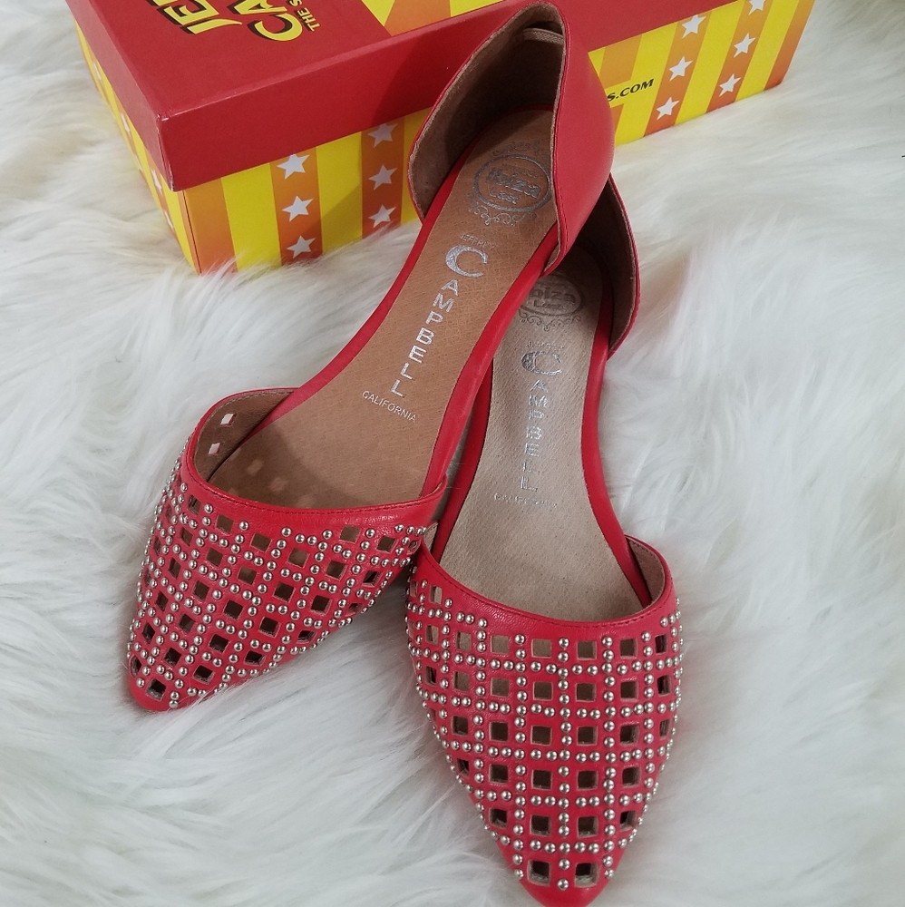 Jeffrey Campbell Red studded flats size 6